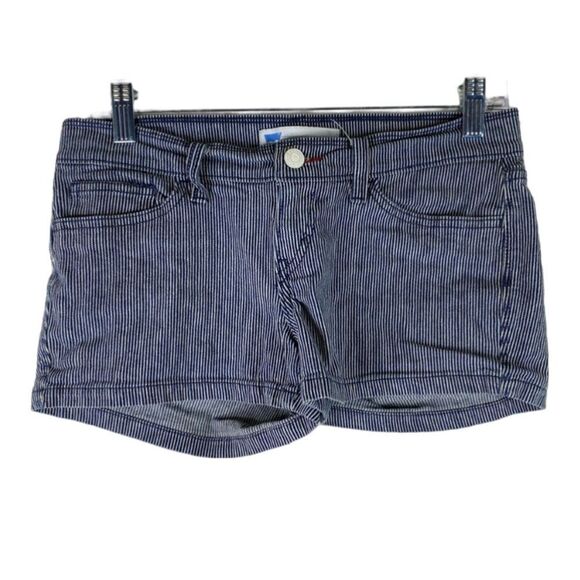 Levi’s Blue White Railroad Stripes 5 Pockets Low Rise Shorty Shorts 28 - Picture 1 of 5
